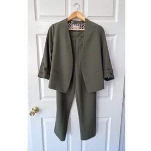 Skies are Blue | Pant Suit and Blazer Set in Olive Green